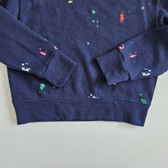 Polo Ralph Lauren Paint Splatter–Print Spa Terry Sweatshirt– Size 2T, Navy - Picture 3 of 8